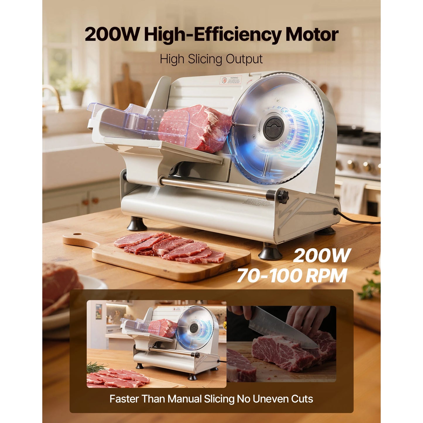 SucceBuy Meat Slicer Electric Deli Slicer With Adjustable Thickness