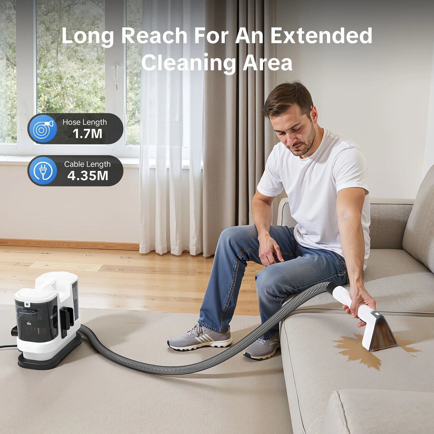 Lubluelu V8 Instant Heated Carpet Cleaner With Powerful 15KPa Suction