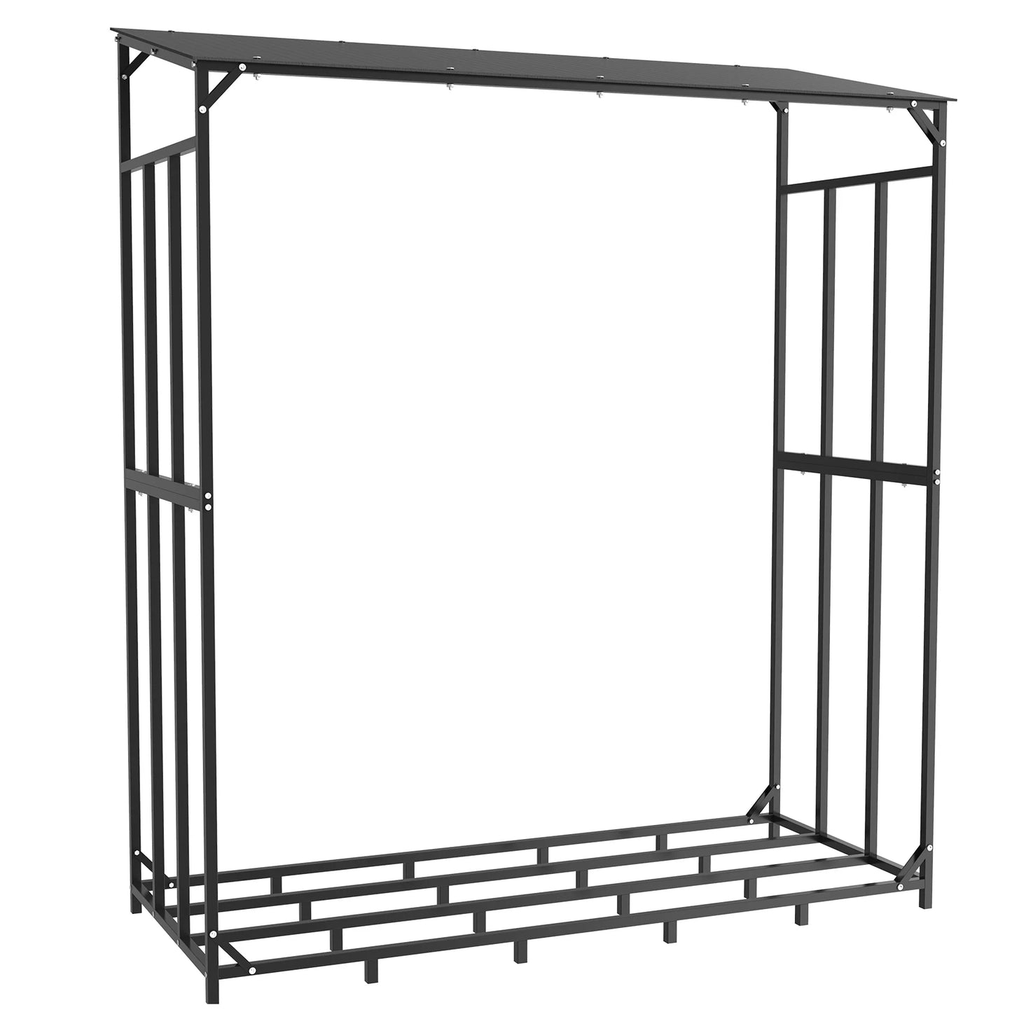 Heavy Duty Iron Firewood Rack With Waterproof Outdoor Cover