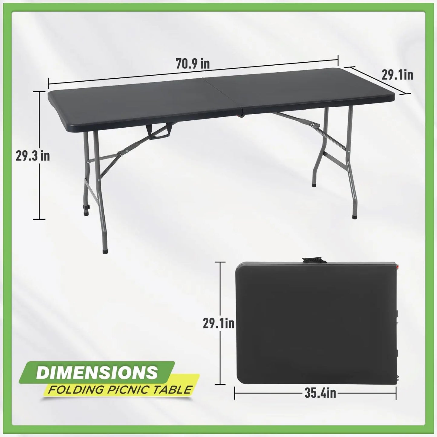 XIUWO Folding Outdoor Camping Table Portable Plastic Square Dining