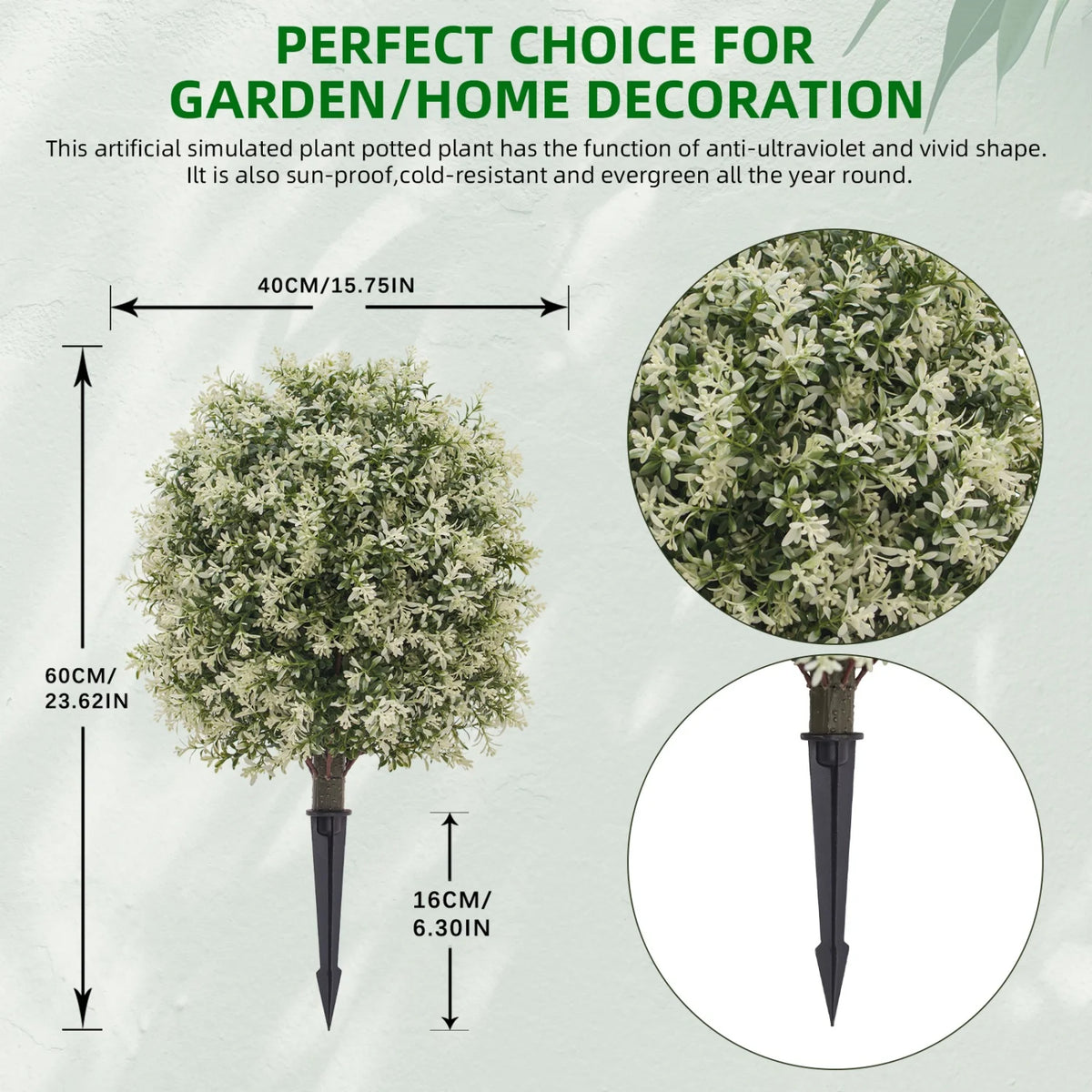 Artificial Boxwood Topiary Balls With Ground Spikes For Garden Decor