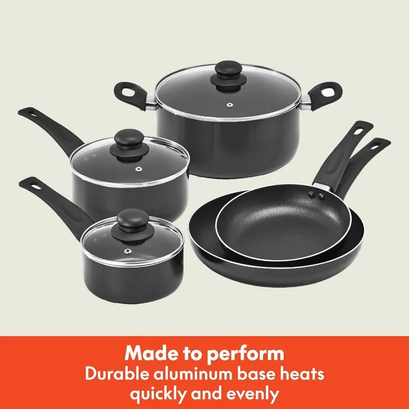 BELLA Nonstick Aluminum Cookware Set With Nylon Cooking Utensils