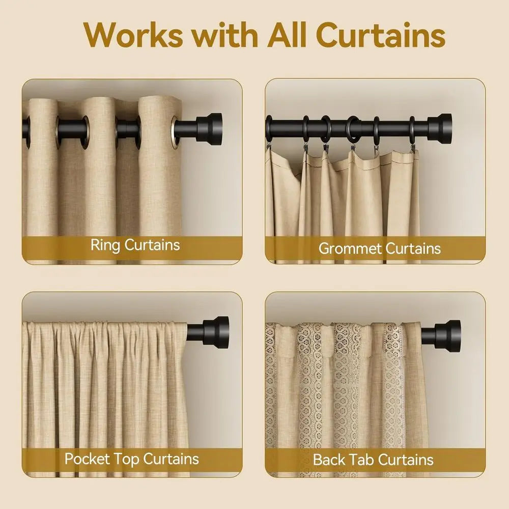 Heavy Duty Adjustable Iron Curtain Rods For Modern Windows