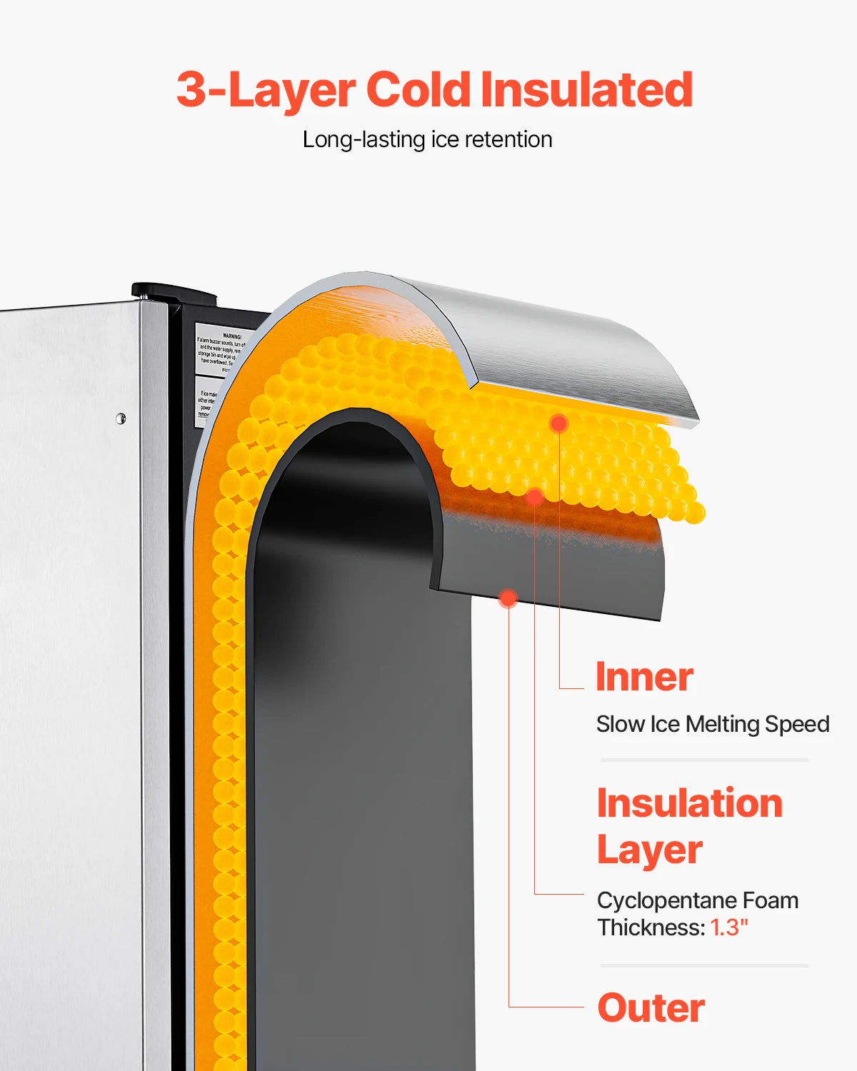 SucceBuy Undercounter Ice Maker With Drain Pump And Reversible Door