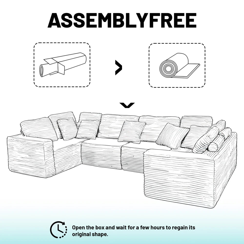 Modular U Shaped Sectional Sofa 6 Seater With Reversible Design