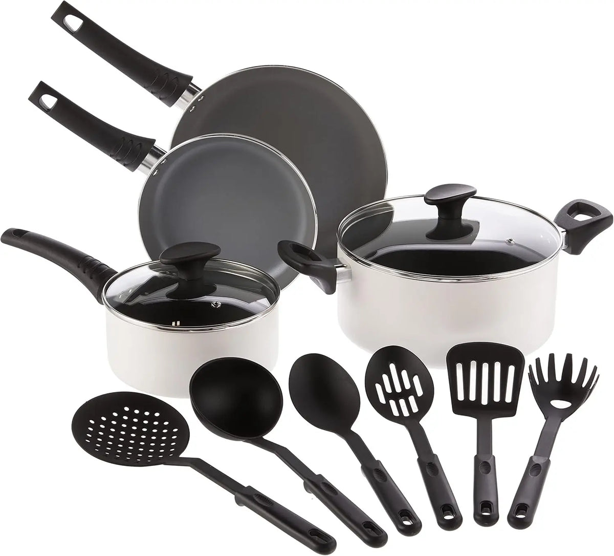 BELLA Nonstick Aluminum Cookware Set With Nylon Cooking Utensils