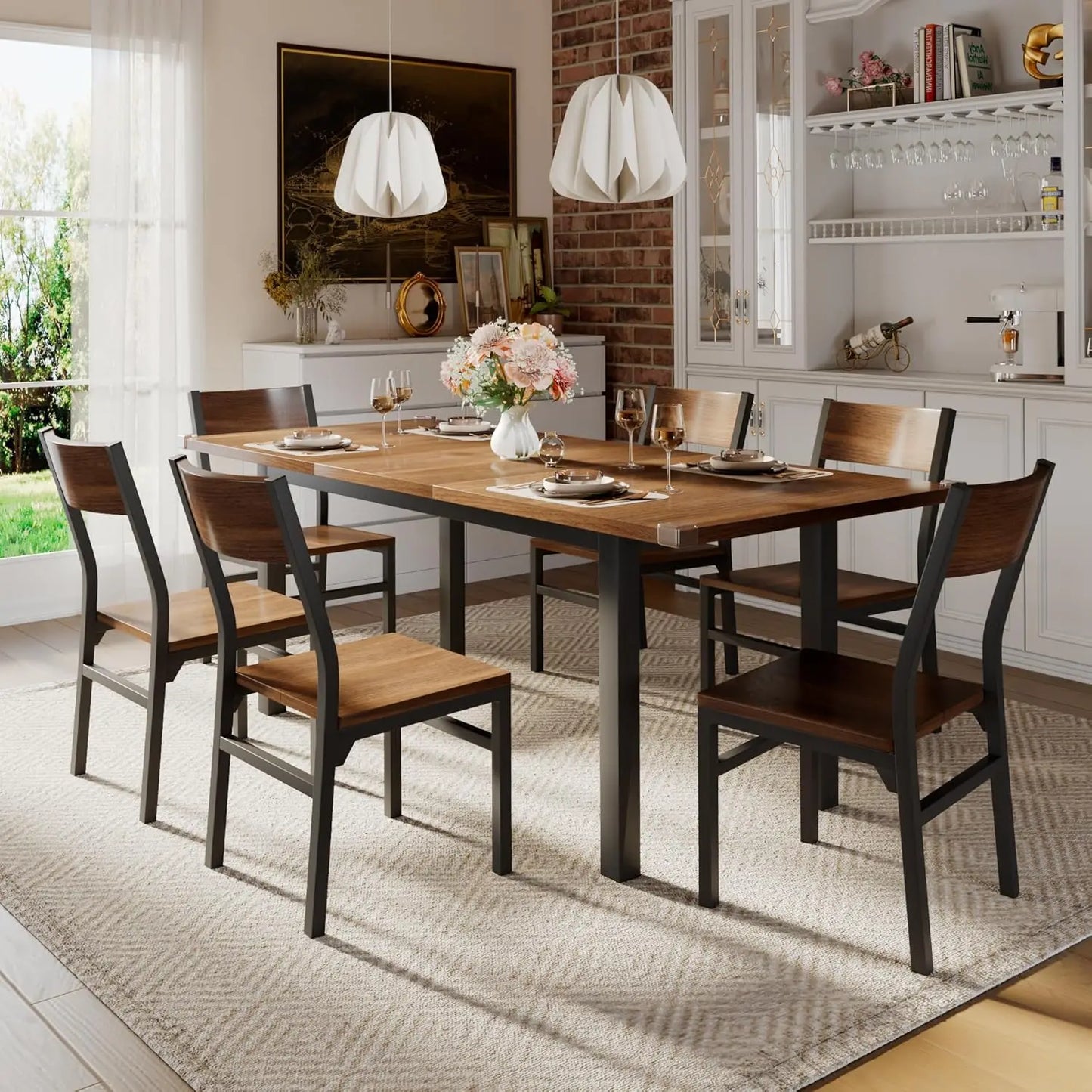 Extendable Kitchen Table And Chairs Set For 4 To 6 People