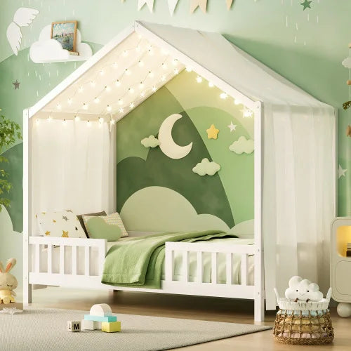 Montessori Floor Bed With Canopy Twin Bed Frame For Kids