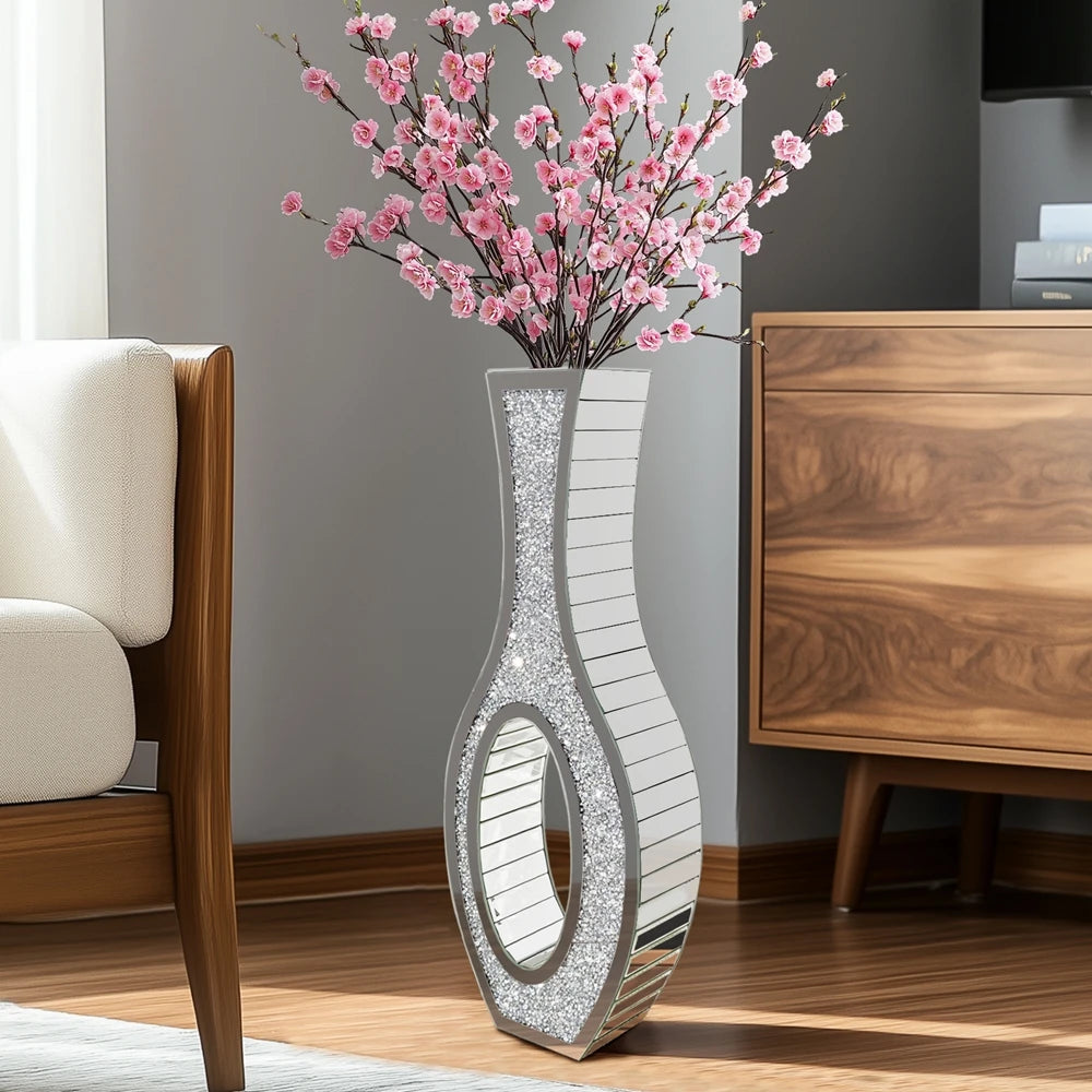 Tall Crush Diamond Pattern Decorative Floor Plant Vase