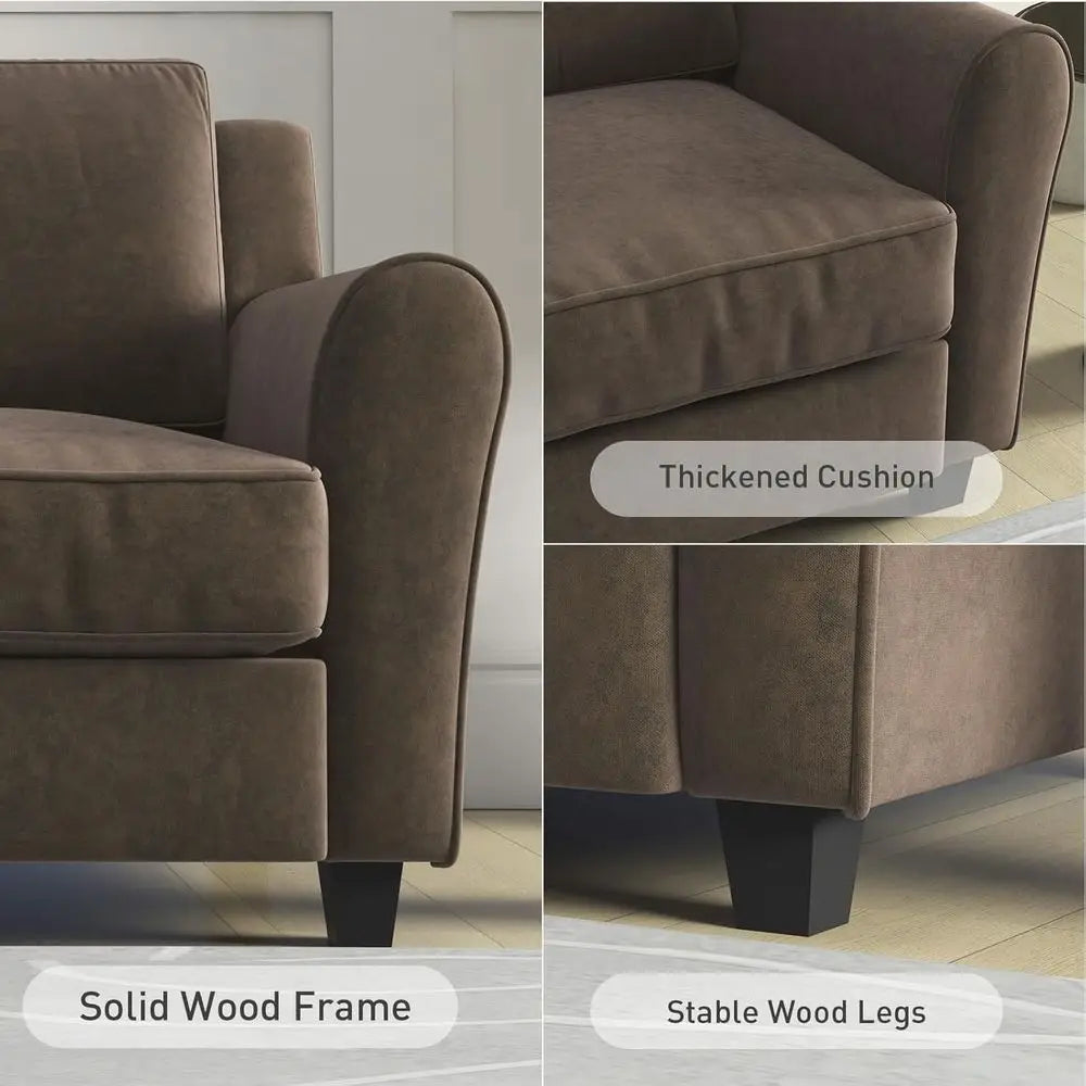 Modern Loveseat Sofa With Thick Cushions For Living Room Comfort