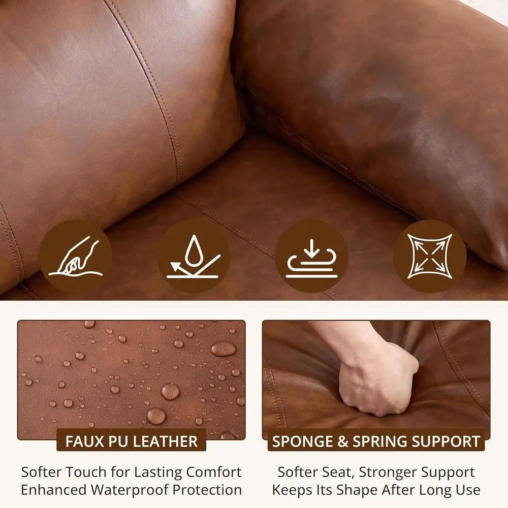 Leather Manual Recliner Chair With Swivel And Rocking Glider