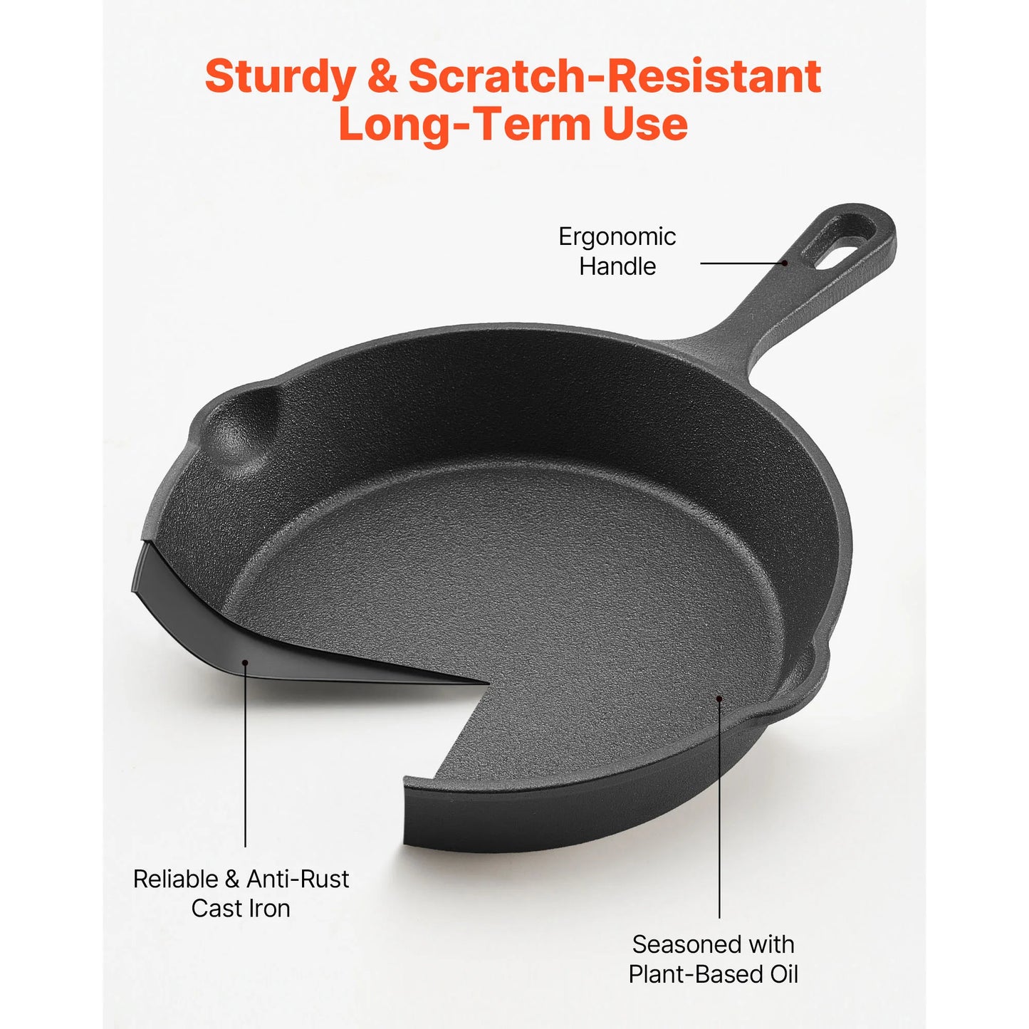 SucceBuy Cast Iron Skillet Set Heavy Duty Preseasoned Frying Pans