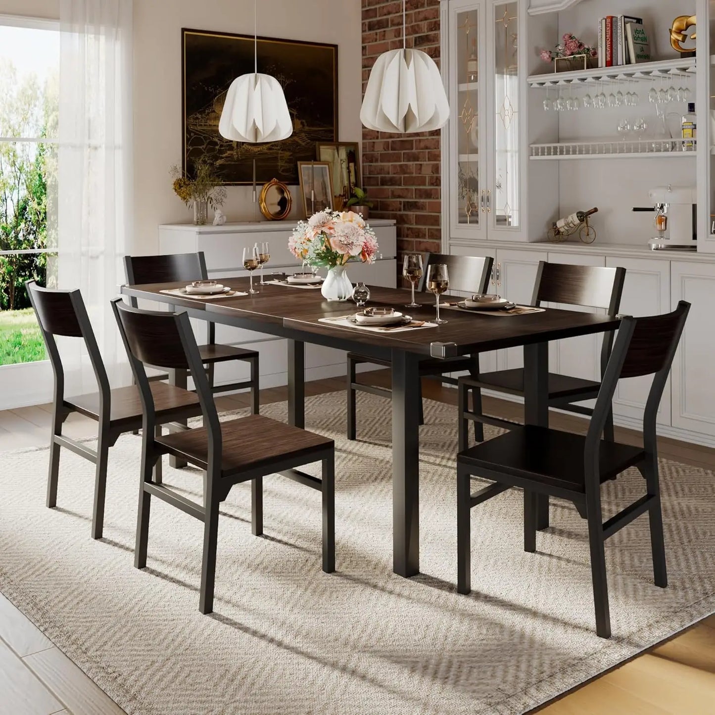 Extendable Kitchen Table And Chairs Set For 4 To 6 People