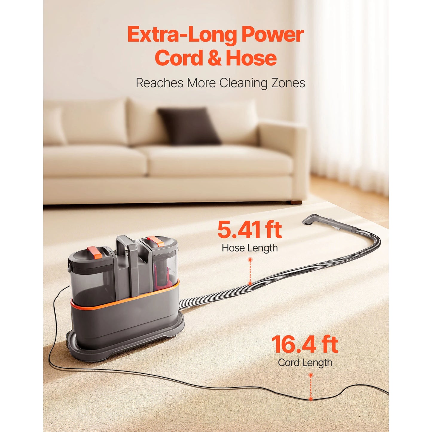 Carpet Cleaner Handheld Extractor With Dual Water Tanks For Rug