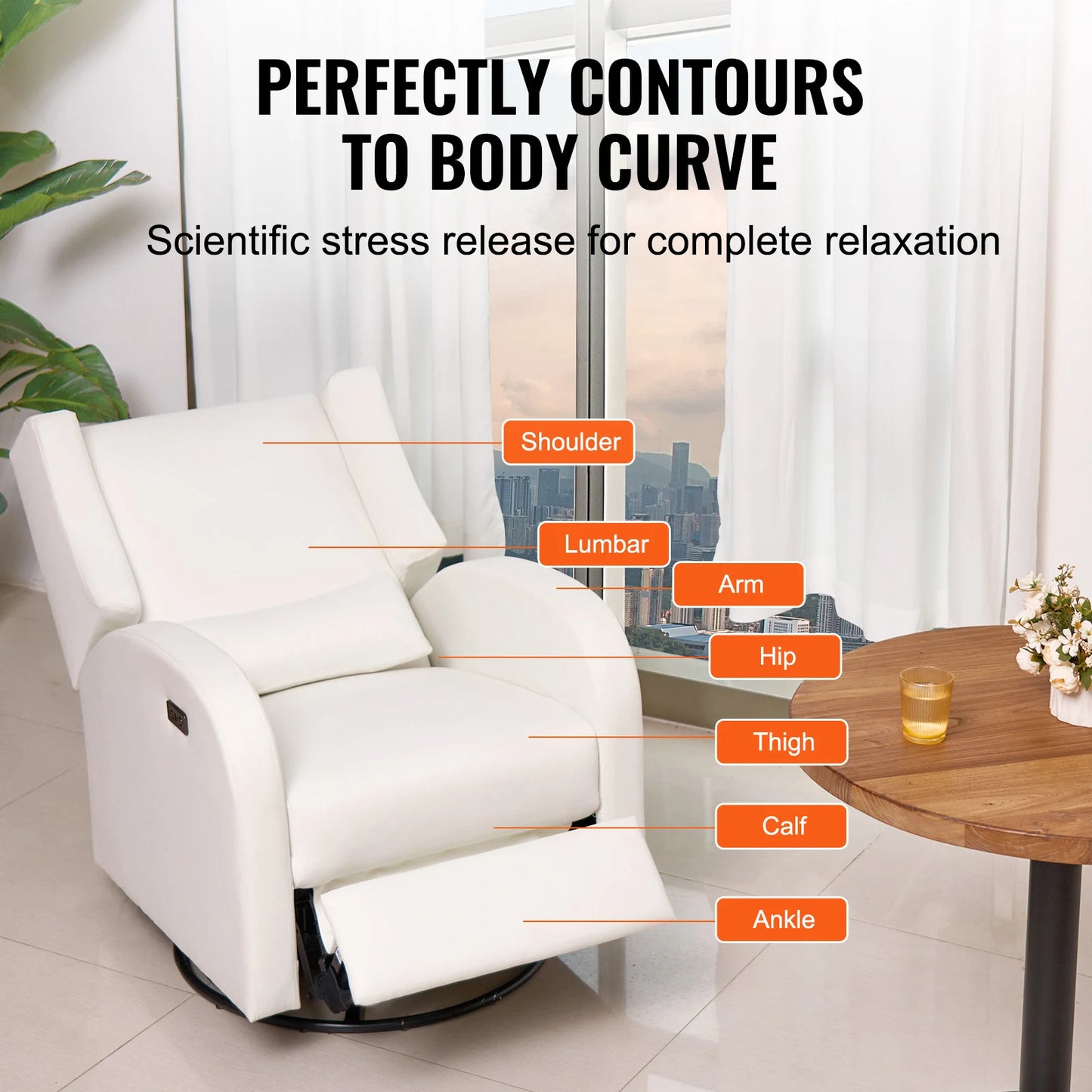 SucceBuy Electronic Power Recliner With USB Port Swivel Glider