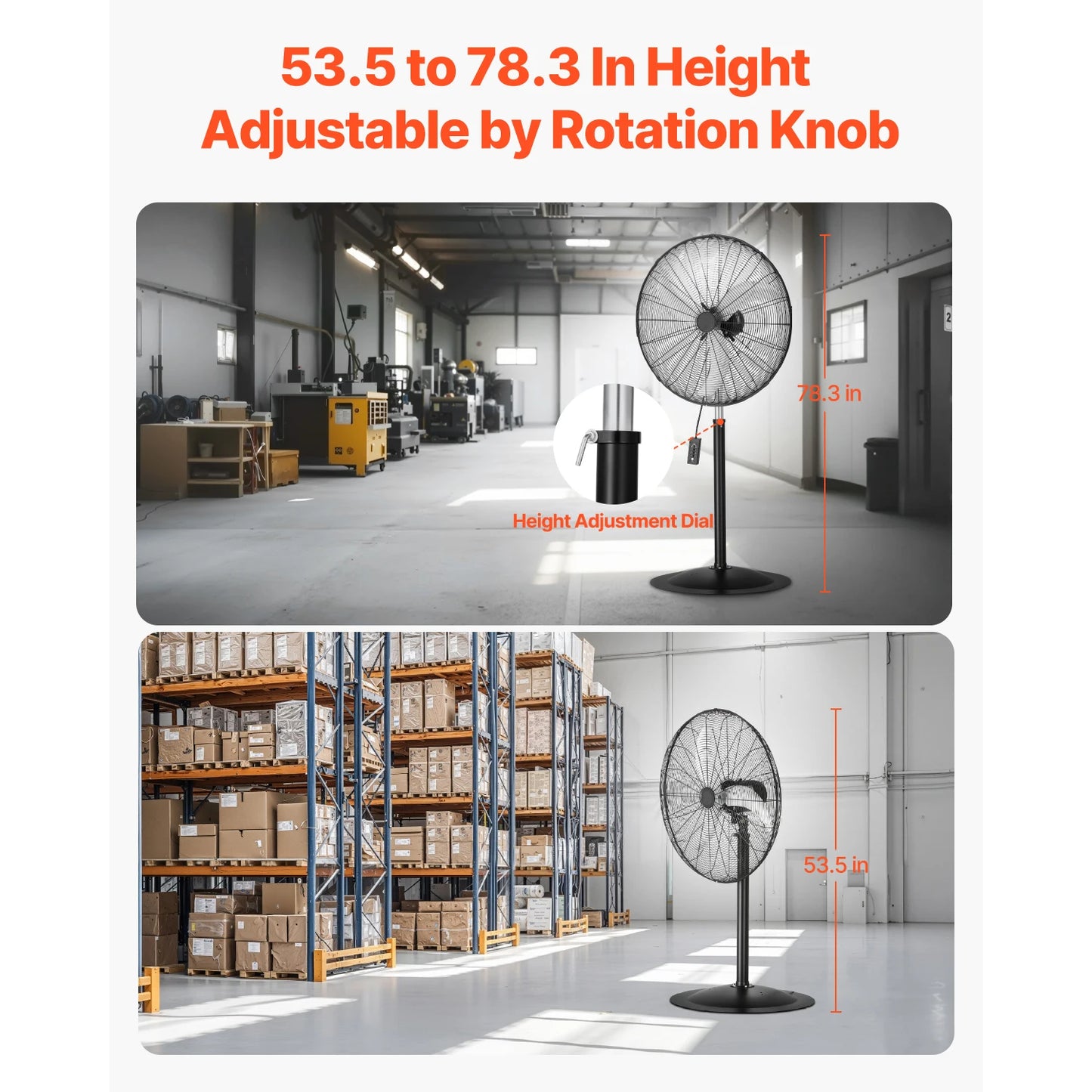 SucceBuy Industrial Pedestal Fan 85 Degree Oscillating 3 Speed Remote