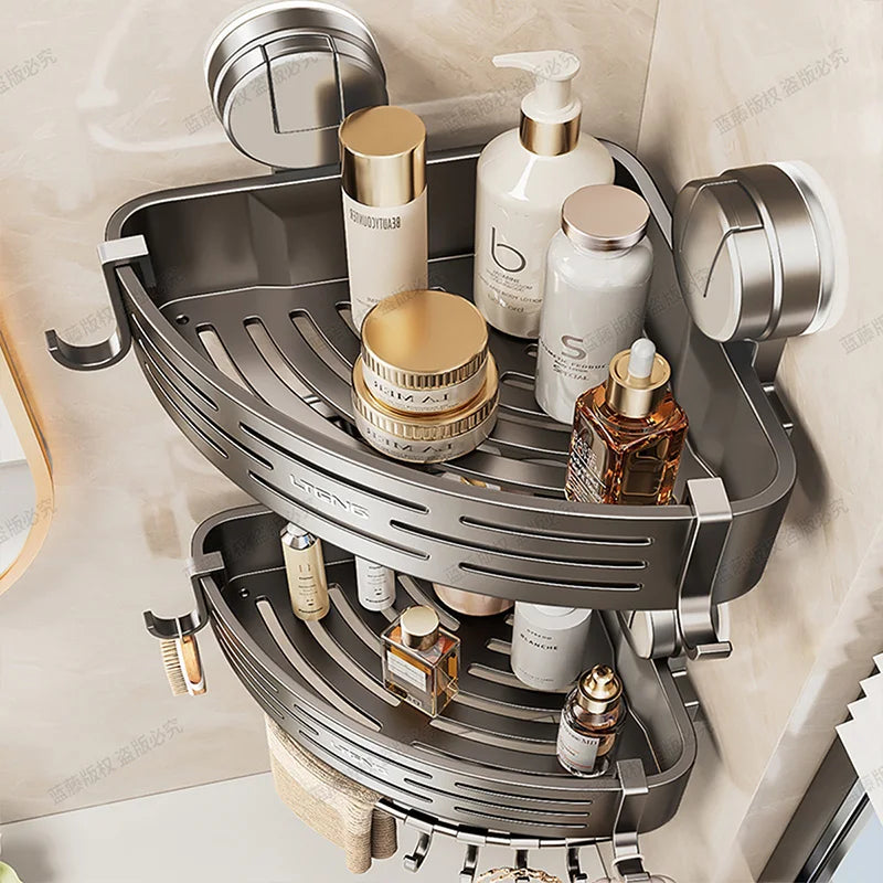 Triangle Bath Caddy With Suction Cups Stainless Steel Bathroom Organizer
