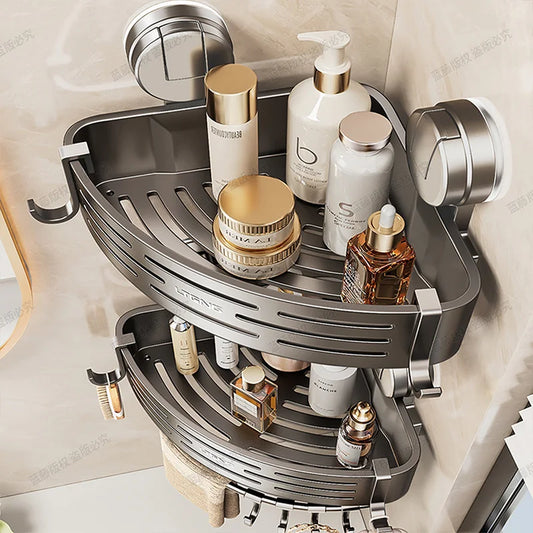 Triangle Bath Caddy With Suction Cups Stainless Steel Bathroom Organizer