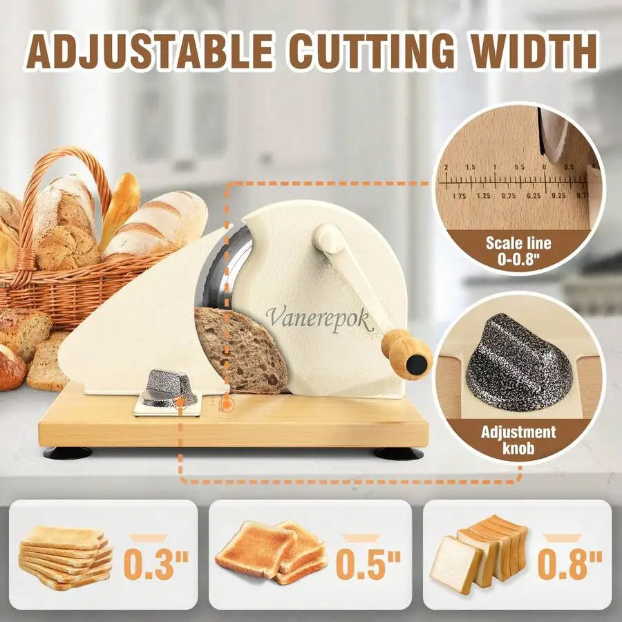 XMSJ Manual Sourdough Slicer Hand Crank Stainless Steel