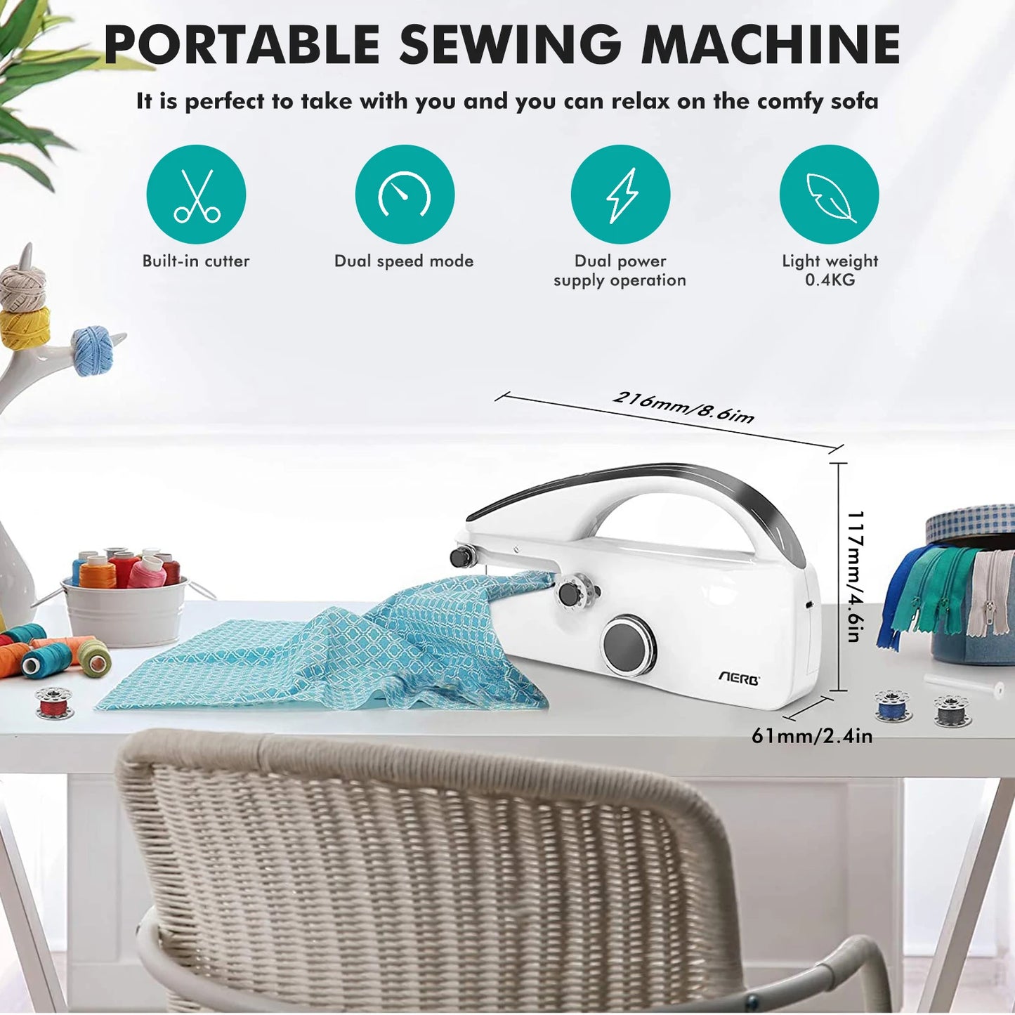 Mini Handheld Portable Electric Sewing Machine With Accessories