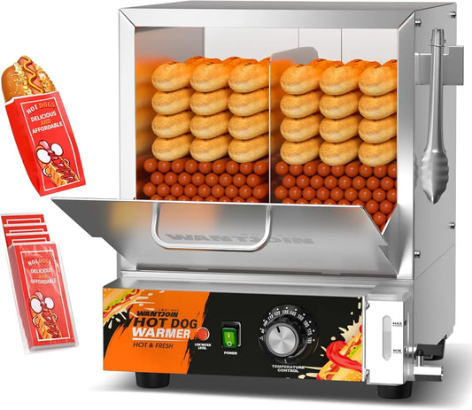 XMSJ Commercial Electric Hot Dog Steamer With Bun Warmer