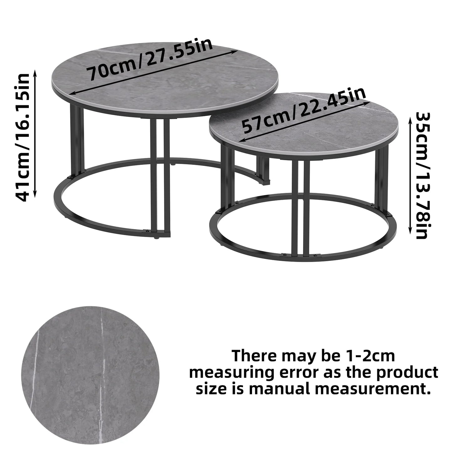 Wisfor Circle Nesting Coffee Table Set Of 2 Sinter Stone