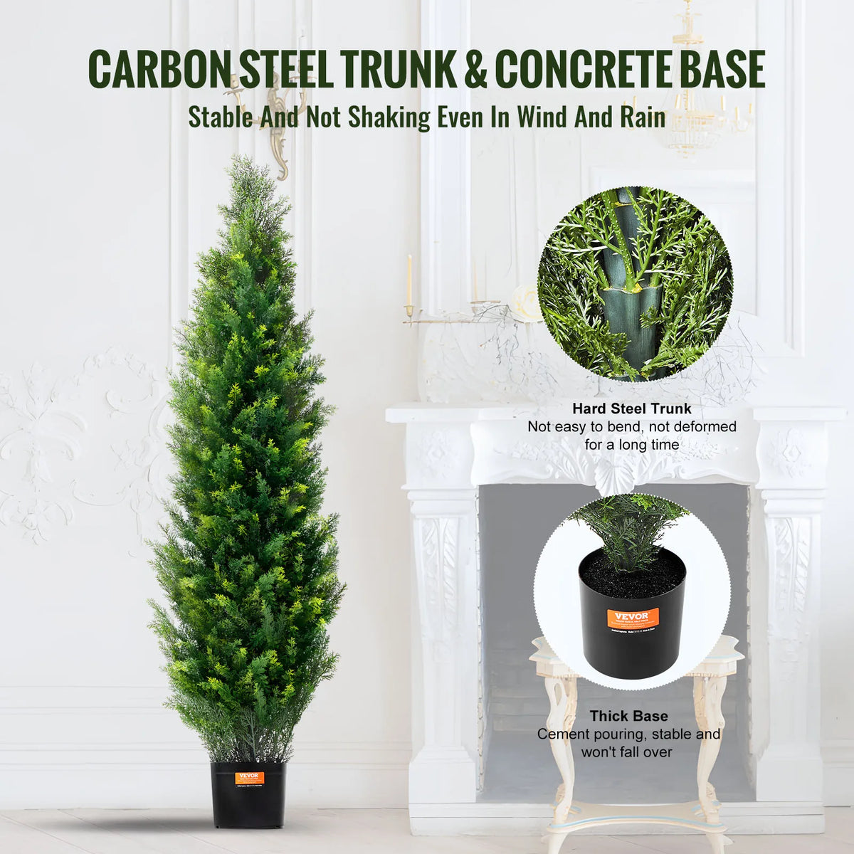 Artificial Cedar Topiary Tree With Faux Pine Cypress Evergreen Decor