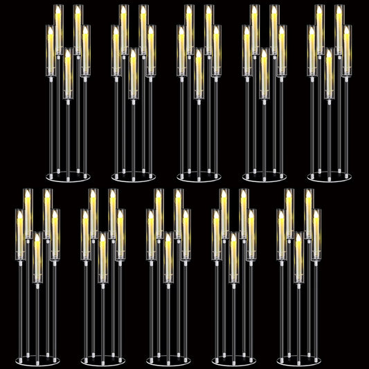 Acrylic Candelabra Centerpieces With LED Candles For Weddings