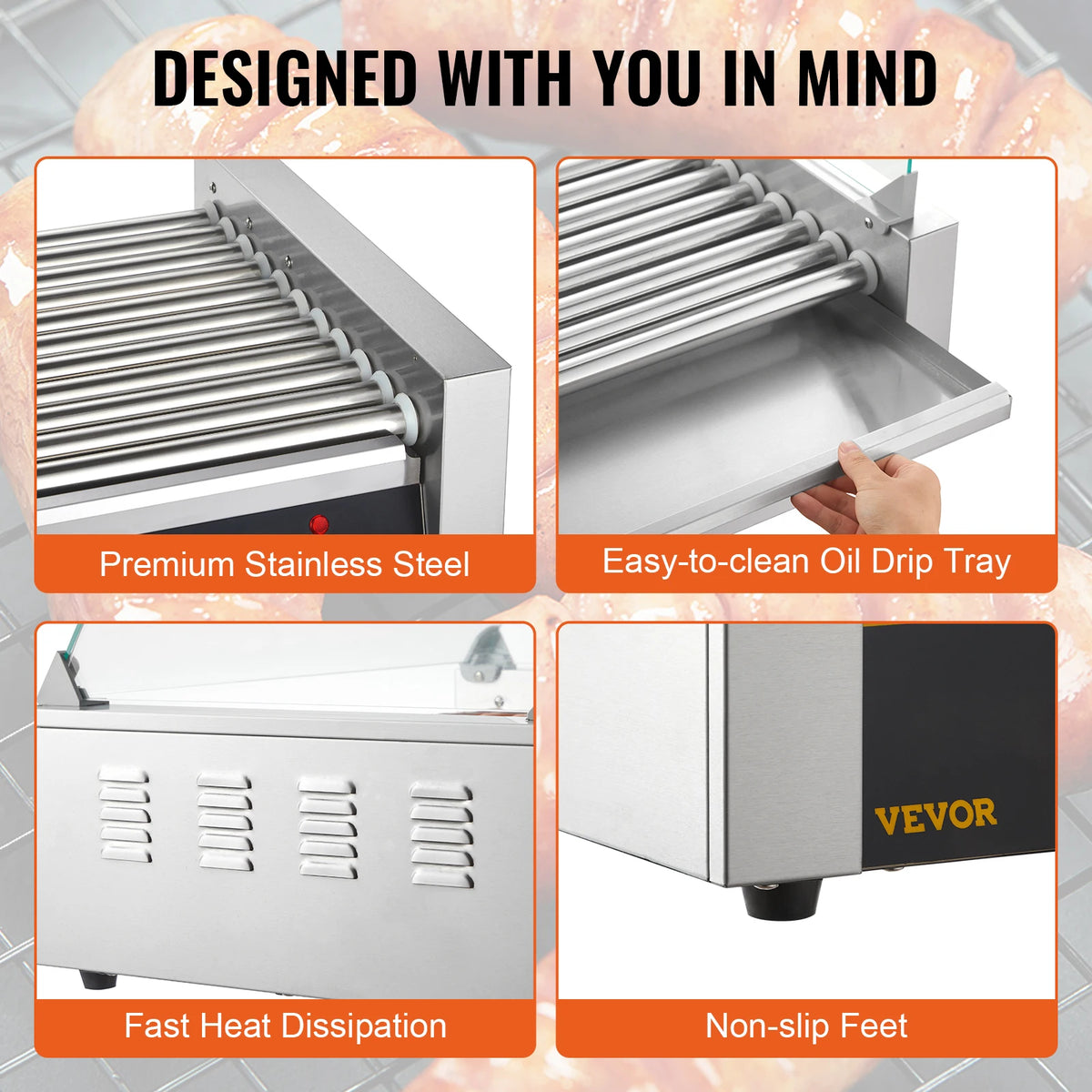 SucceBuy Commercial Electric Hot Dog Roller Sausage Grill Machine