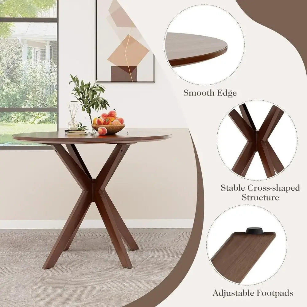 XMSJ Dining Table Set For Four Chairs Rubber Wood Legs