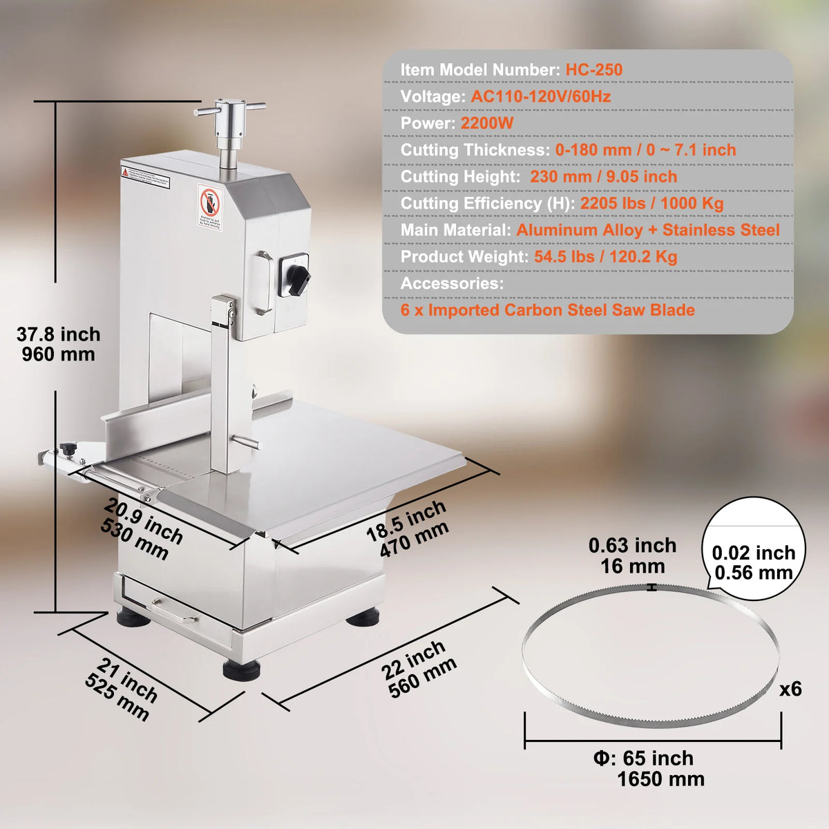 SucceBuy Commercial Electric Bone Cutting Bandsaw for Meat and Kitchen