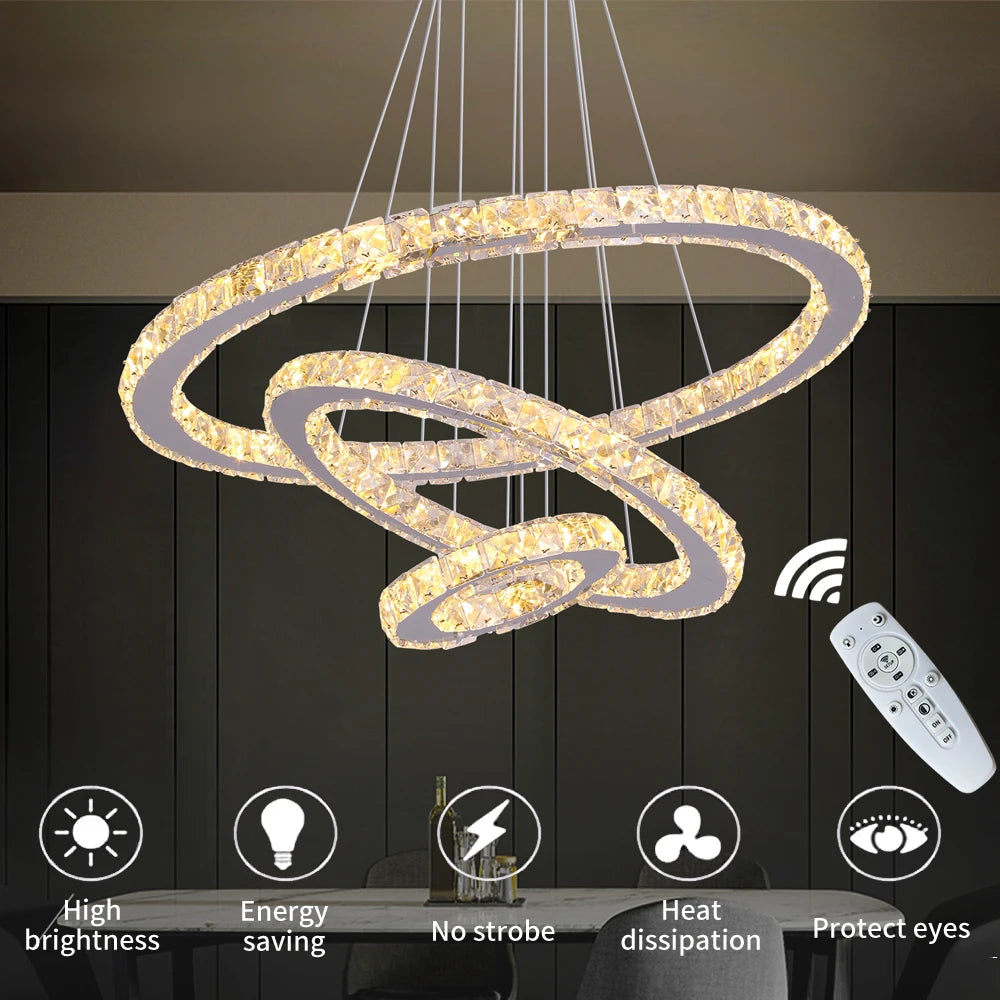 Vetru/us Modern LED Crystal Chandelier Stainless Steel
