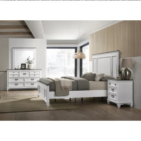 Wood Bedroom Set With Shiplap Panel King Bed Dresser Mirror Nightstands
