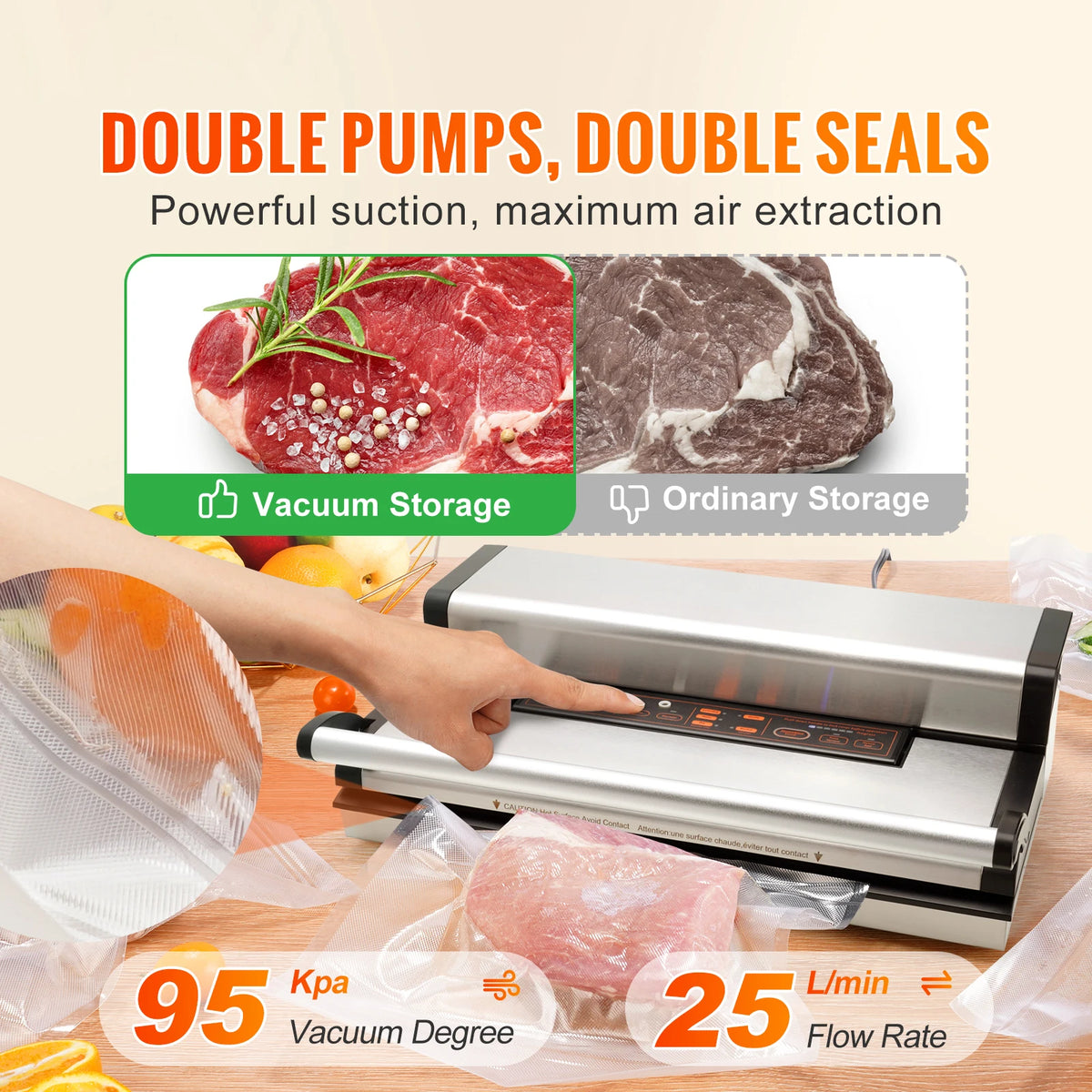 SucceBuy Commercial Automatic Food Vacuum Sealer With Bag Roll Cutter