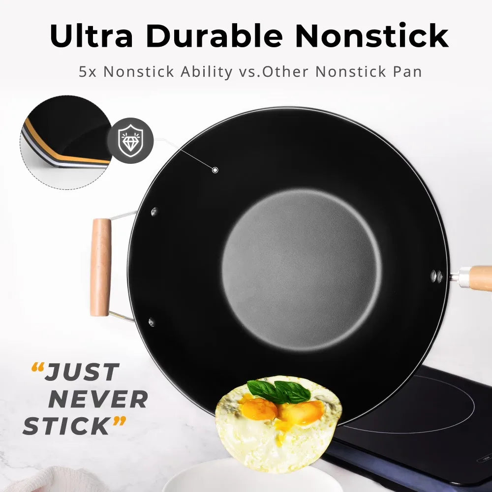 Mainstays Carbon Steel Nonstick Wok With Easy Clean Hand Wash
