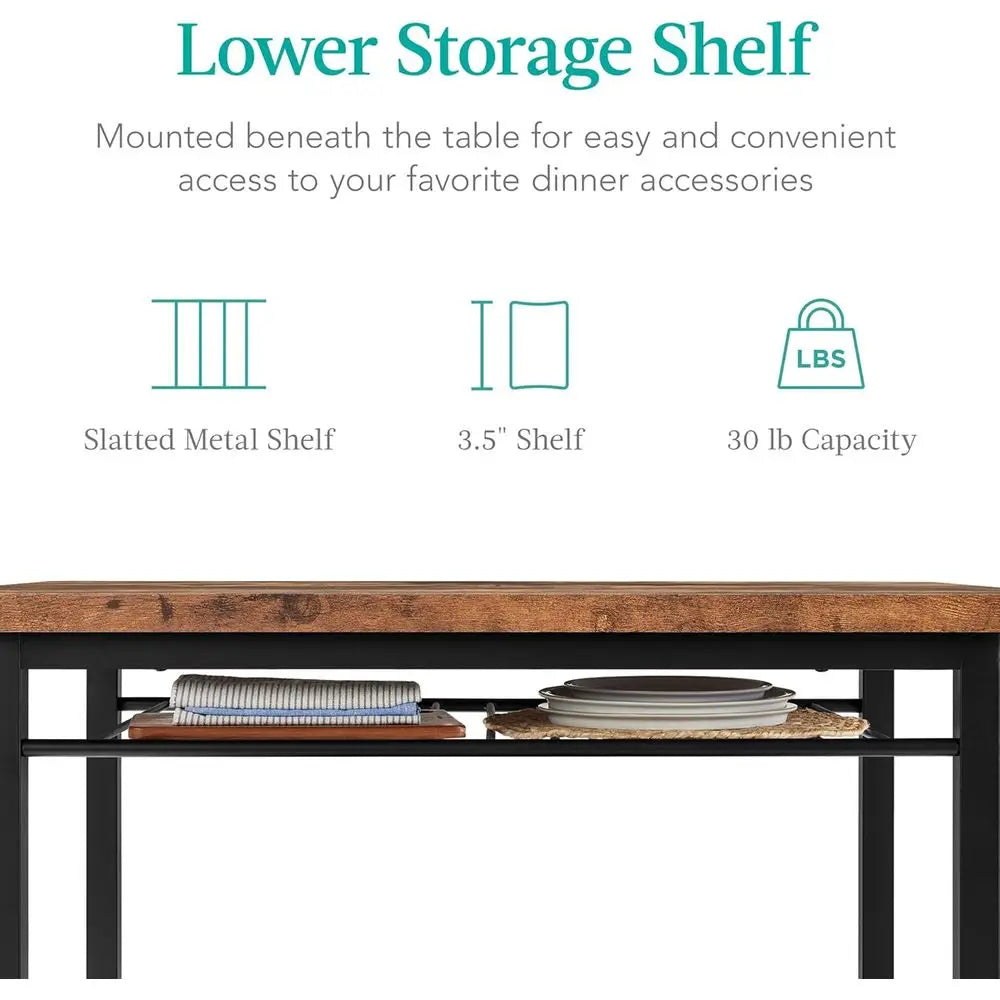 Ticify Dining Set With Table And Four Chairs Storage Rack