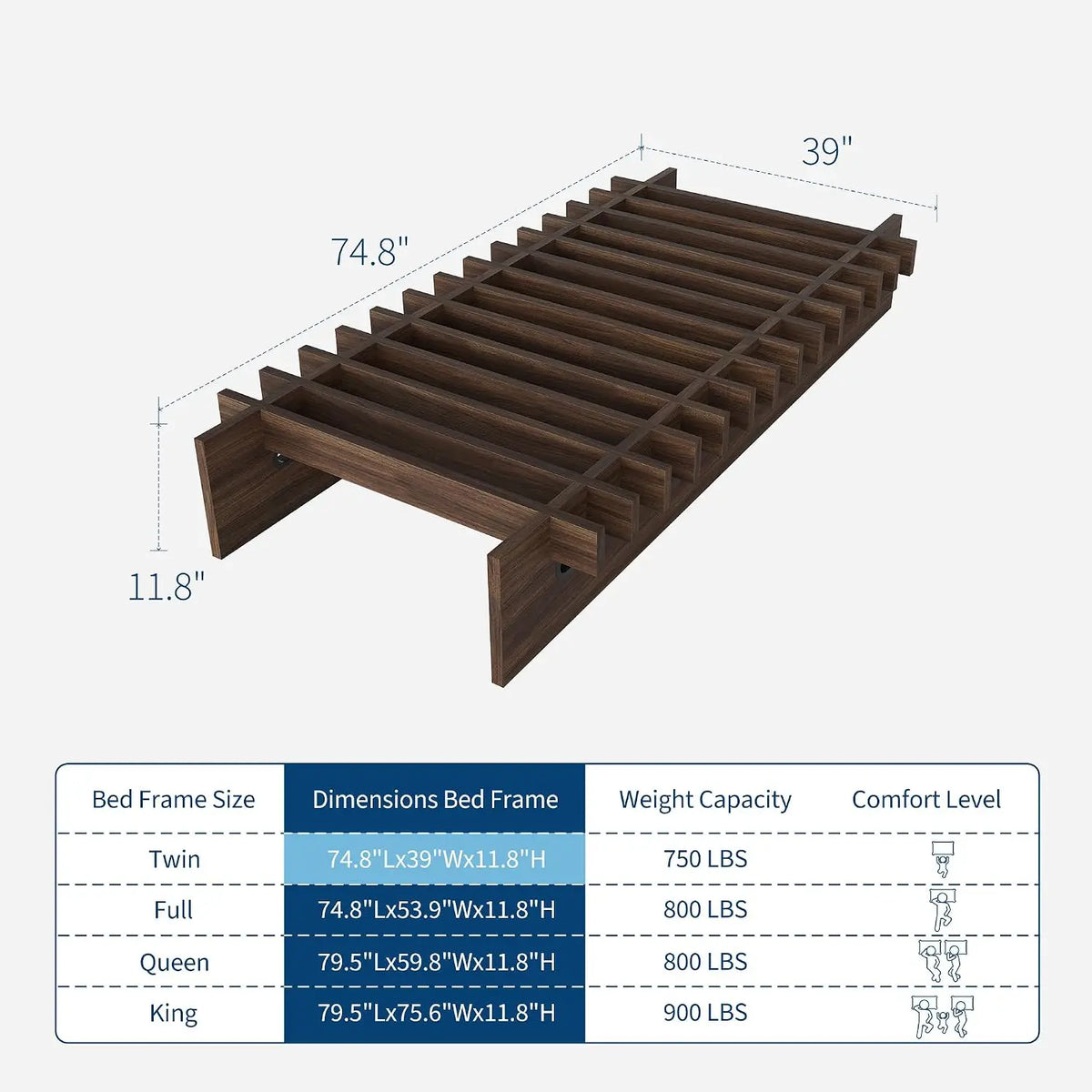 HiMISS Wood Platform Bed Frame Low Profile No Box Spring
