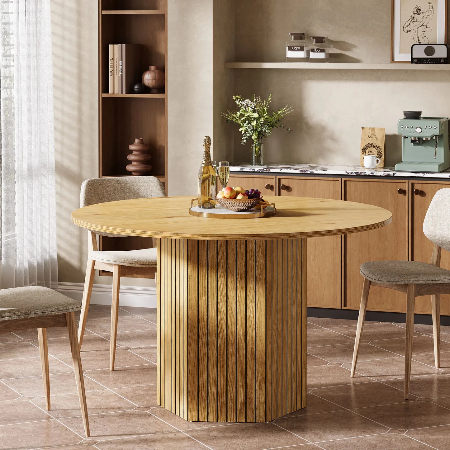 Tribesigns Wood Round Dining Table for Dining Room