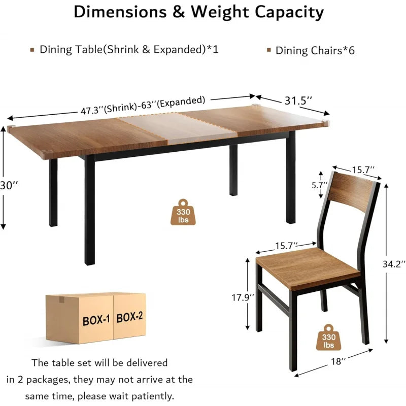 Extendable Kitchen Table And Chairs Set For 4 To 6 People