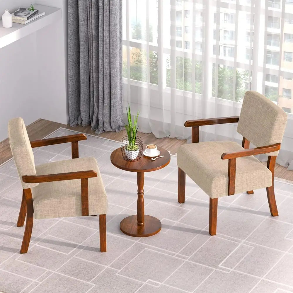 Two Piece Accent Chair Set With Side Table And Armrests