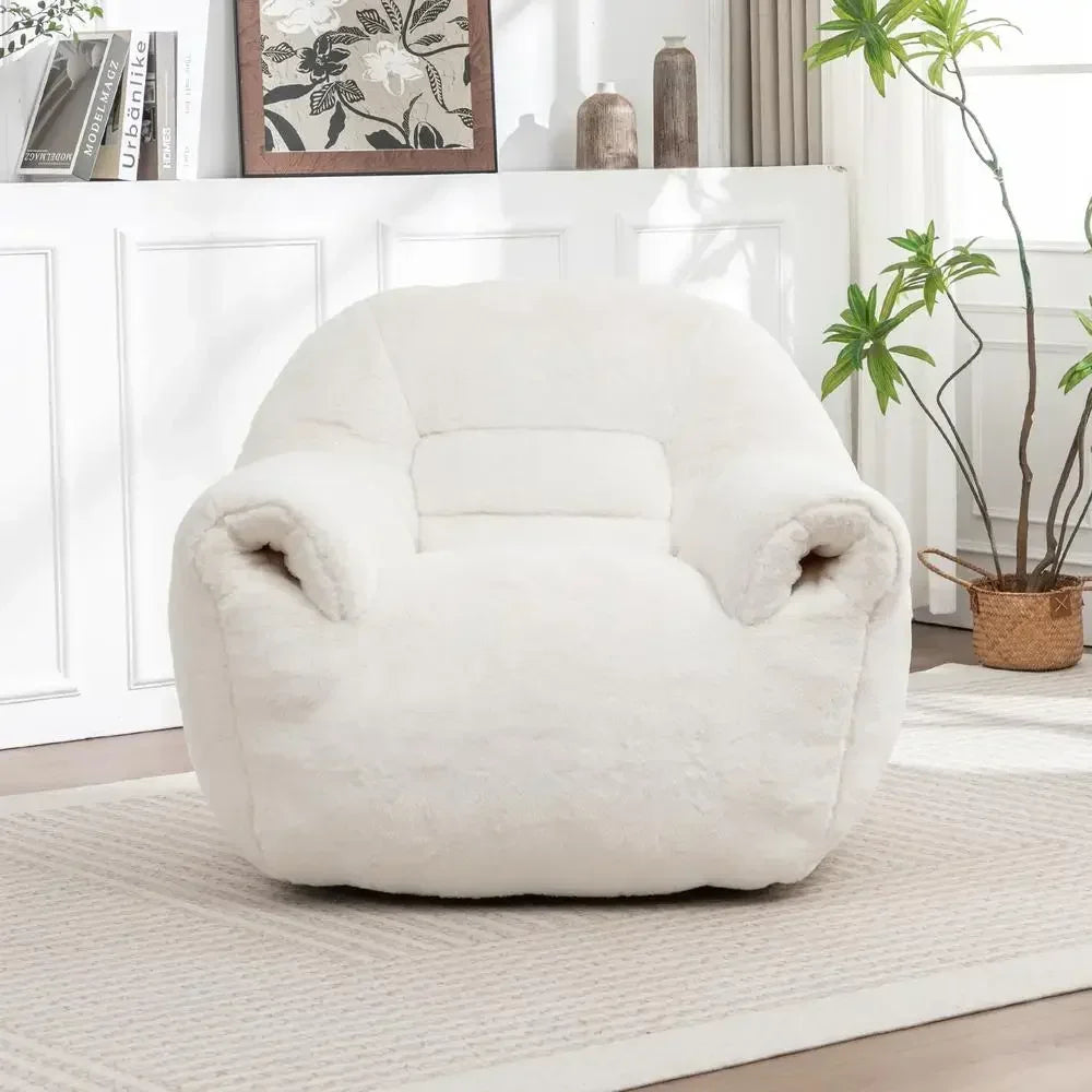Bean Bag Chair Sofa With Back Support Faux Fur For Adults And Kids