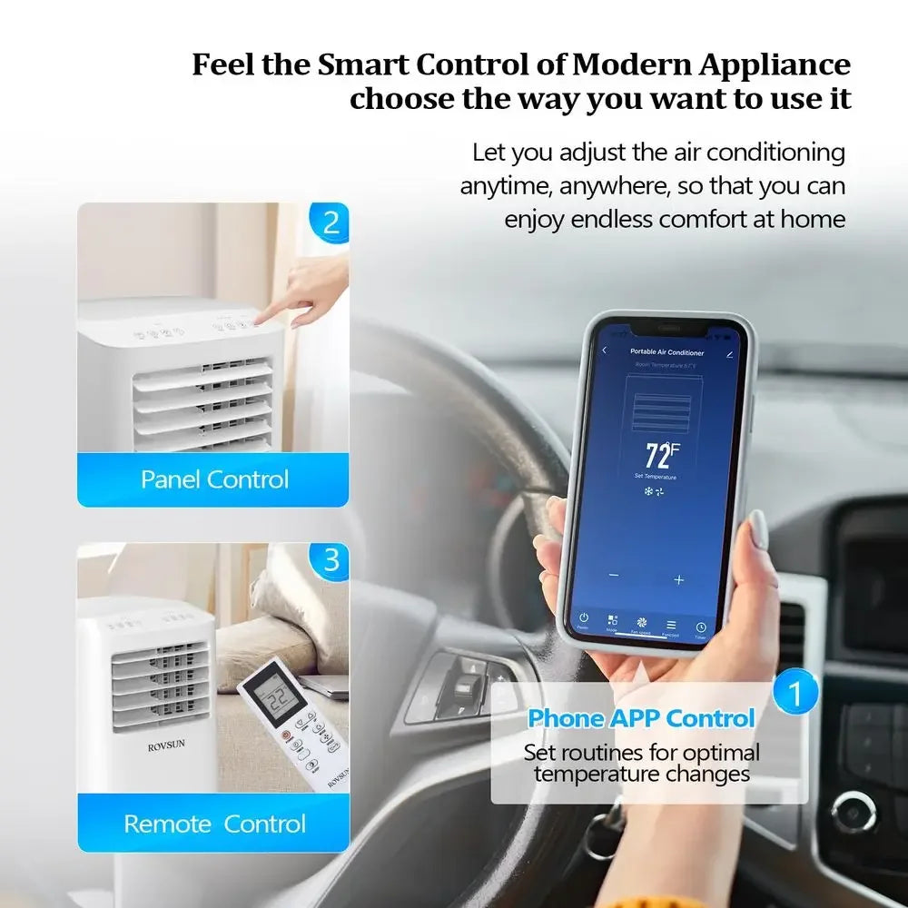 WiFi Enabled 10000 BTU Portable Air Conditioner With Heat Dehumidifier