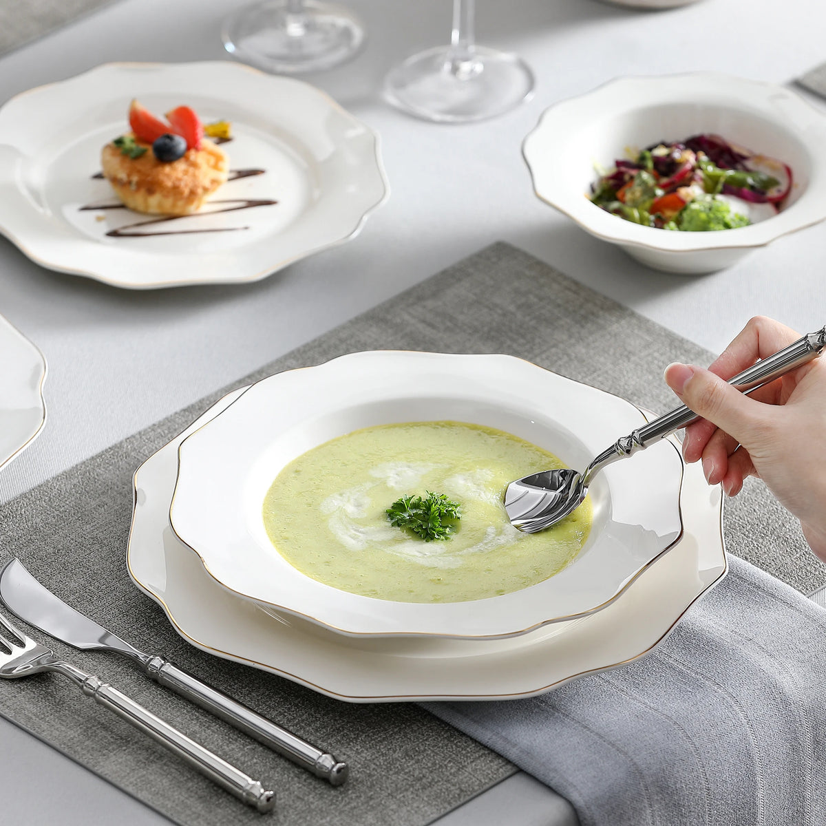 Malacasa Nordic Bone China Ceramic Dinnerware Set For Elegant Dining