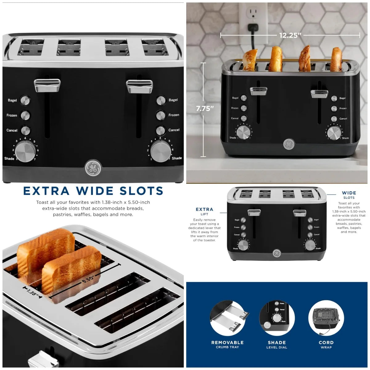 XMSJ 4 Slice Toaster With Extra Wide Slots For Bagels