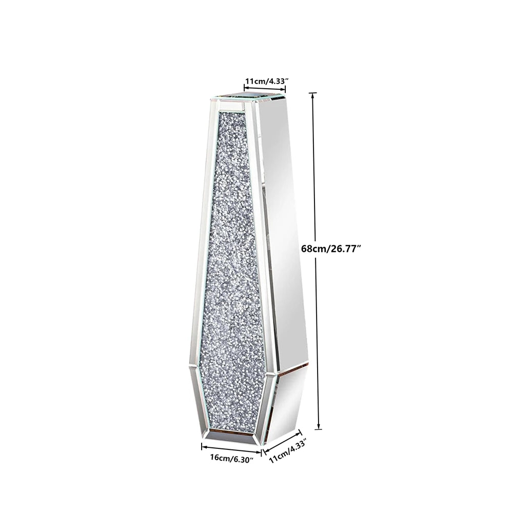 Luxury Crushed Diamond Mirrored Glass Floor Flower Vase
