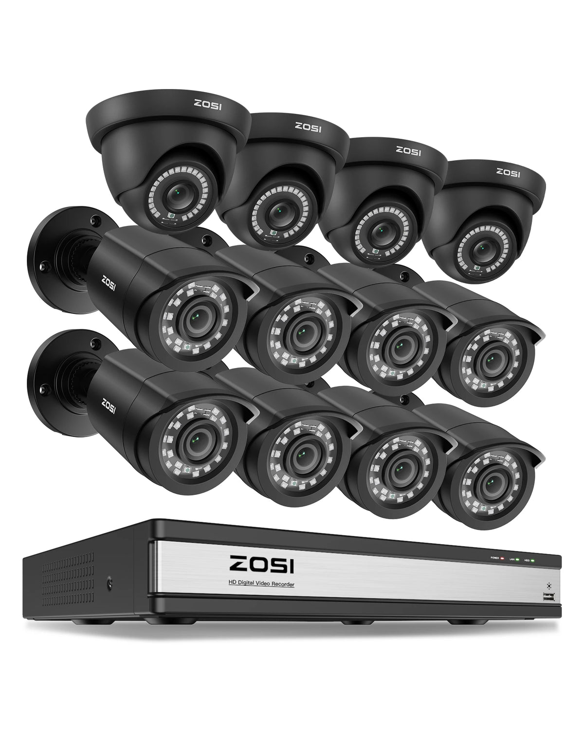 ZOSI Security Camera System With Human And Vehicle Detection DVR