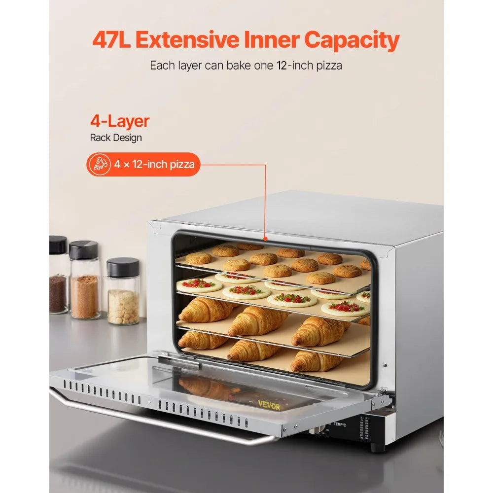 XMSJ 1600W Commercial Convection Oven 4 Tier Glass Door