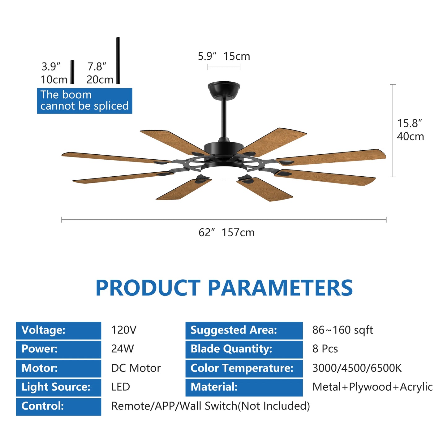 LONGREE Windmill Ceiling Fan with Lights and Remote Control