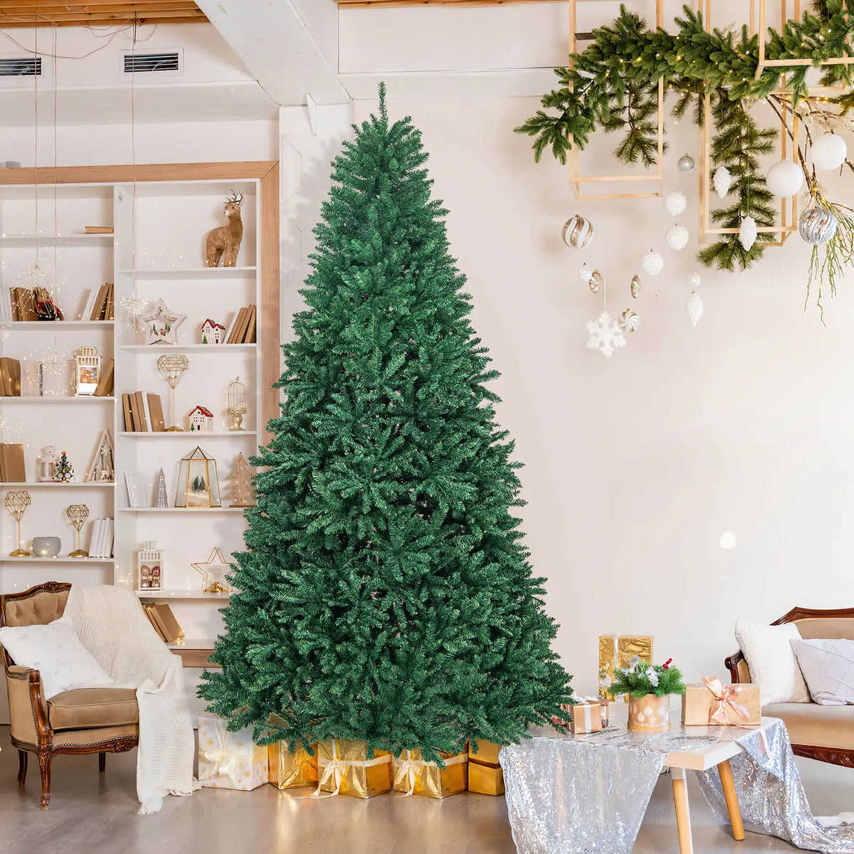 LIFEZEAL Artificial Christmas Tree Full Fir Hinged Branches