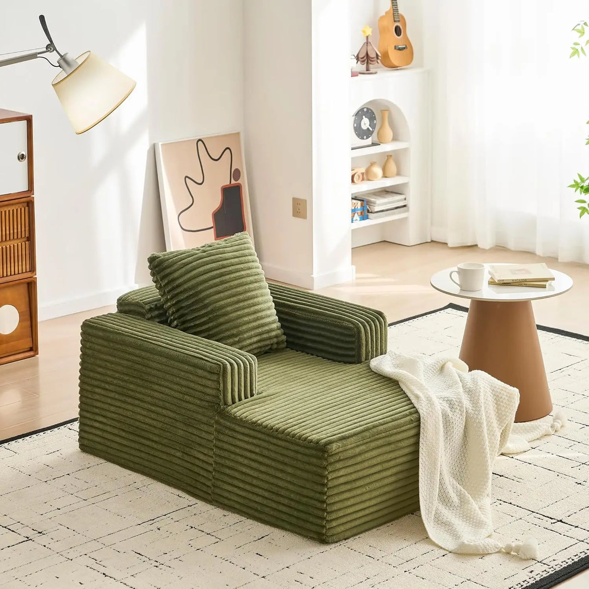 HiMISS Corduroy Cloud Chaise Lounge Sofa With Deep Seat